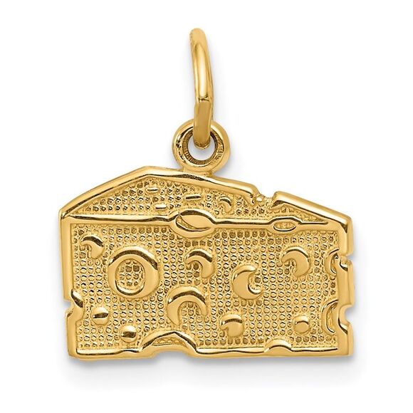 14k Yellow Gold Swiss Cheese Charm or Pendant, 14mm (9/16 inch) - Picture 1 of 5